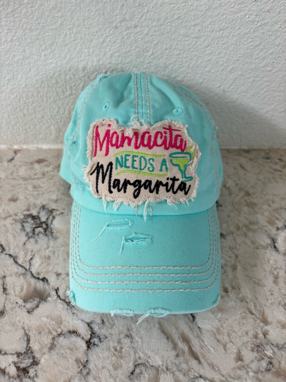 KBETHOS 'Mamacita Needs a Margarita' Distressed Baseball Cap
